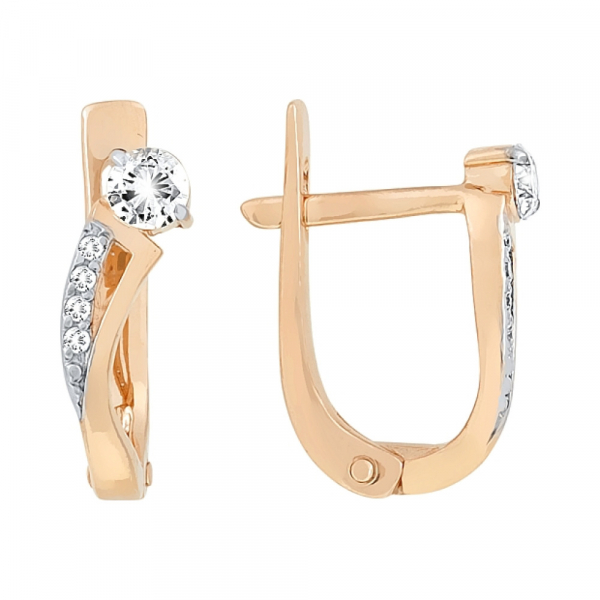 Золотые серьги с бриллиантом № 116099