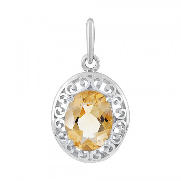 Серебряная подвеска с цитрином № 132864