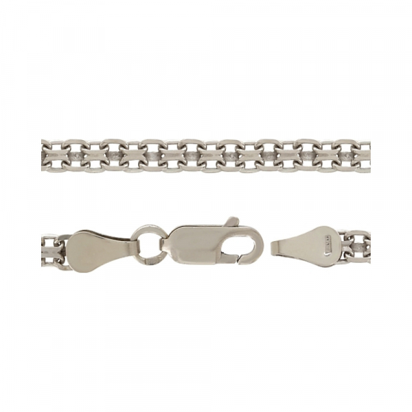 Серебряная цепь бисмарк родированная № 101669