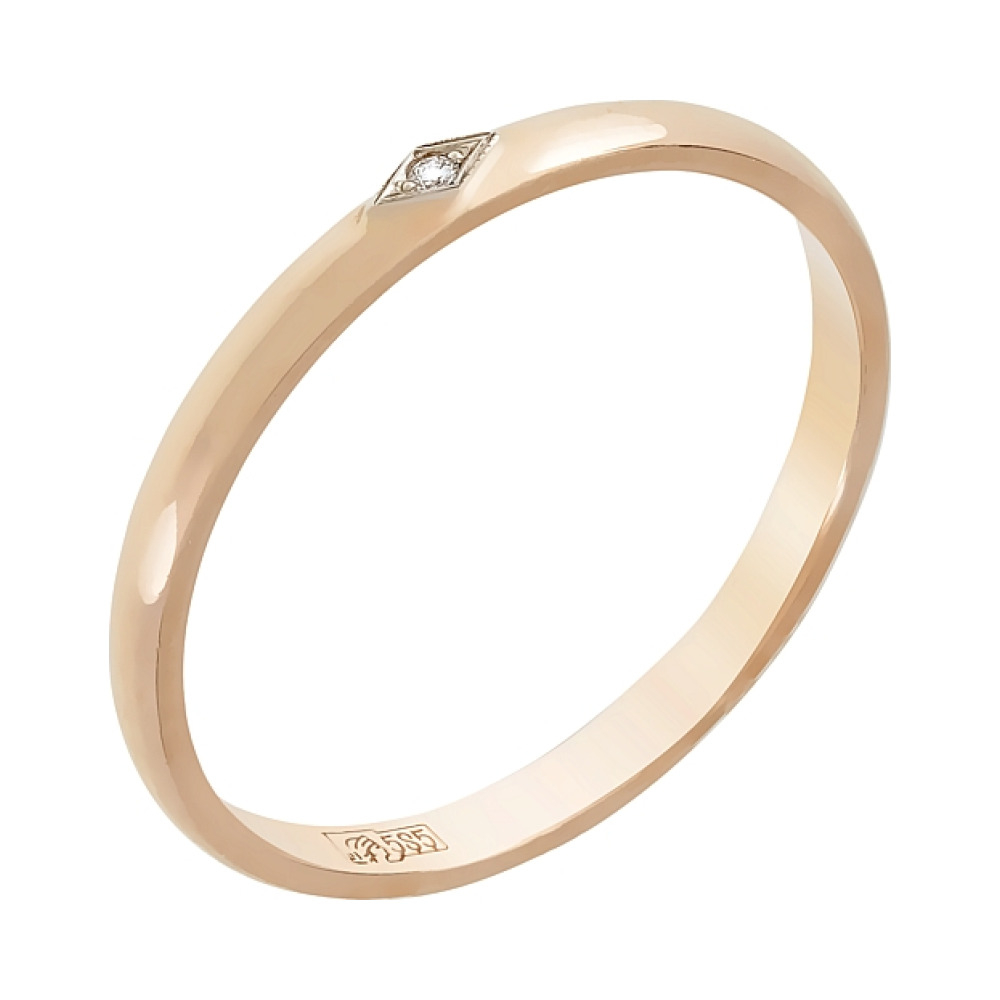 Золотое кольцо с бриллиантом обручальное № 4255