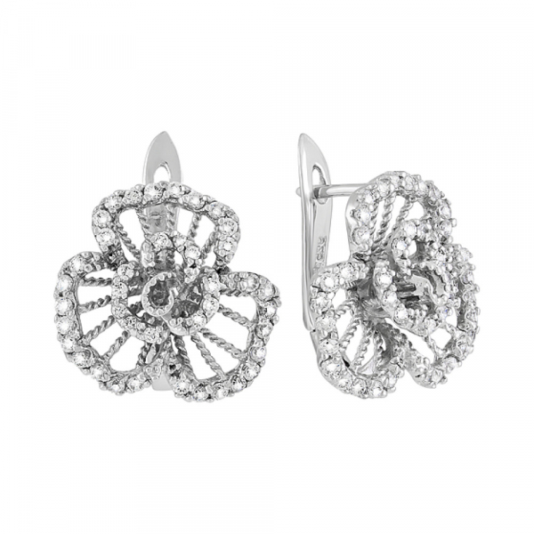 Серебряные серьги с фианитами № 104253