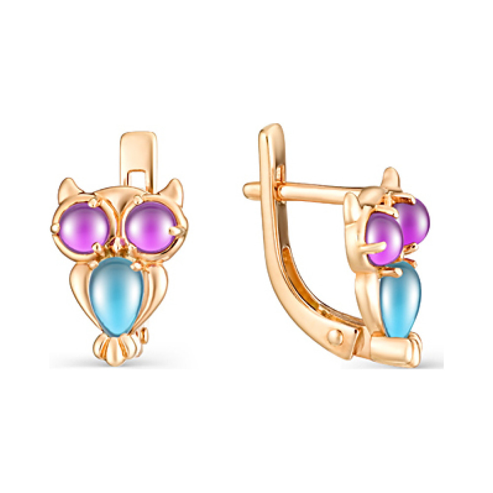 Золотые серьги с фианитом № 158898