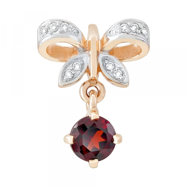 Золотая подвеска с гранатом и фианитом № 112877