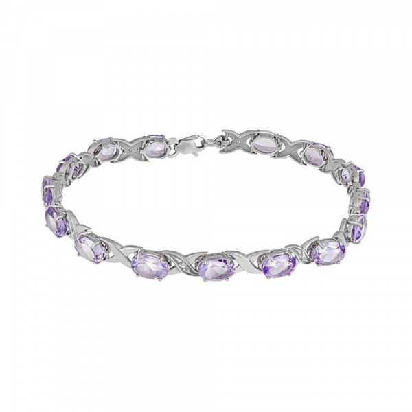 Серебряный браслет с аметистом и фианитом № 134097