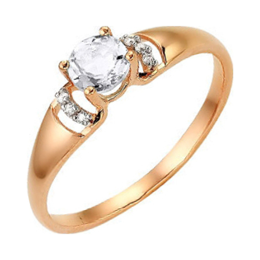 Золотое кольцо с фианитом № 141135