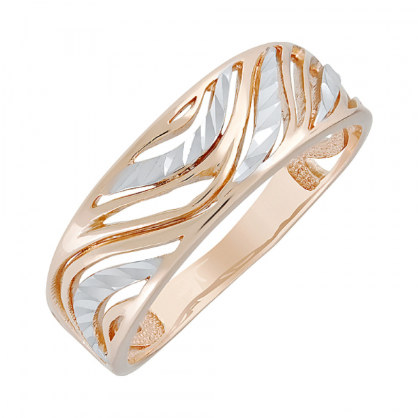 Золотое кольцо без камня с алмазкой № 129826