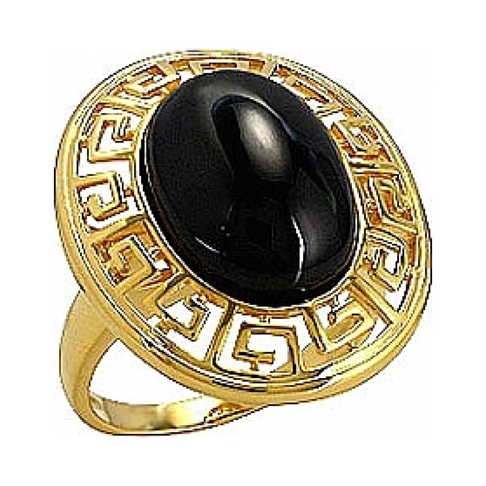 Серебряное кольцо с фианитом и золотым покрытием № 75124