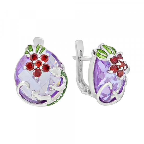 Серебряные серьги с фианитом № 78036