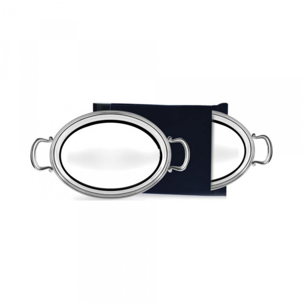 Серебряный поднос овальный «Джентльмен» с ручками 30х37