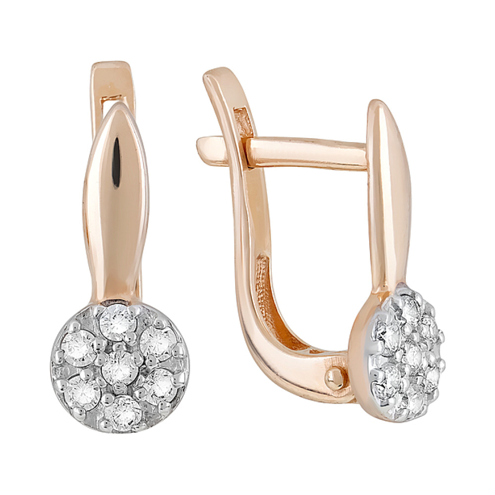 Золотые серьги с фианитами № 101524