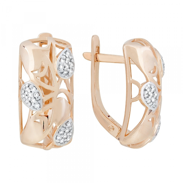 Золотые серьги с фианитами № 118023