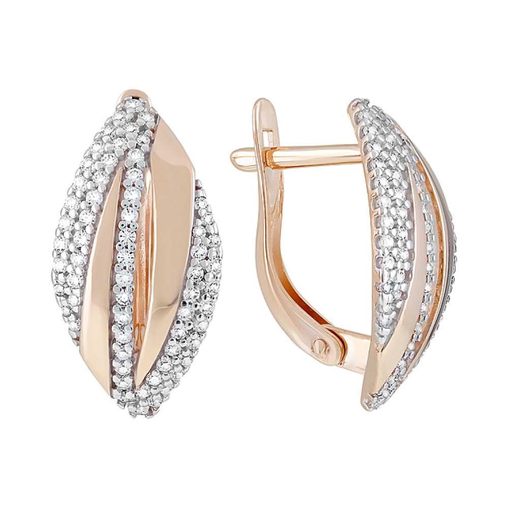 Золотые серьги с фианитами № 123472