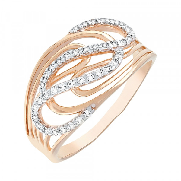 Золотое кольцо с фианитами № 114406