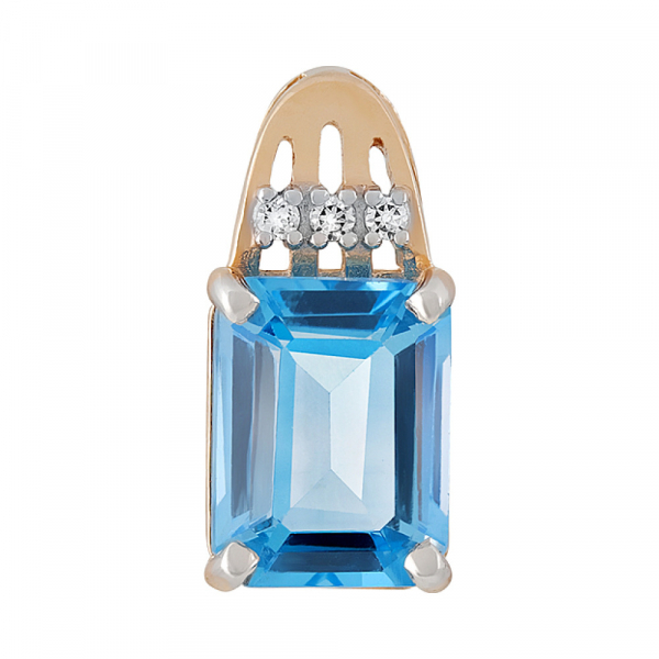 Золотая подвеска с топазом и фианитом № 131734