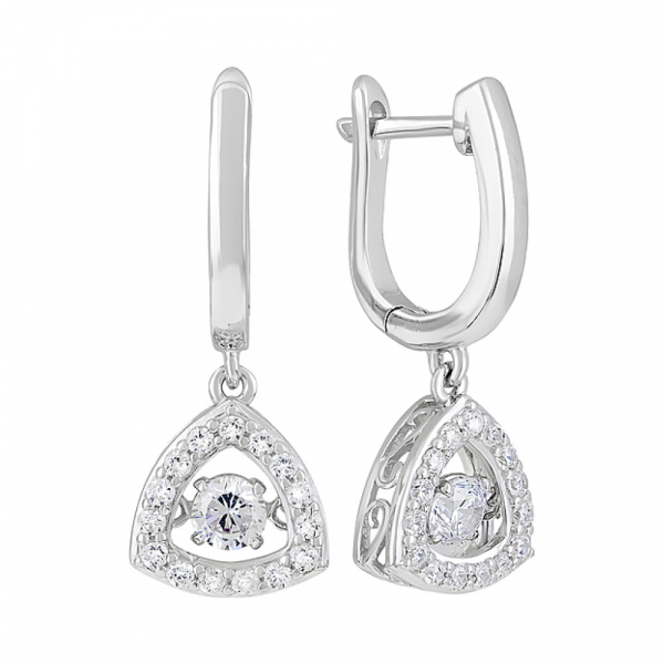 Серебряные серьги с фианитами № 127745