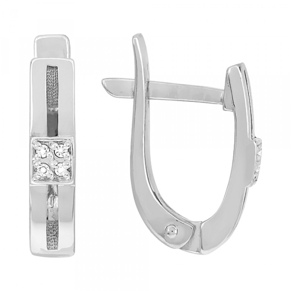 Золотые серьги с бриллиантом № 114301