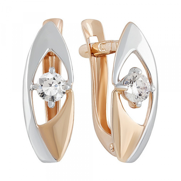 Золотые серьги с фианитом № 135428