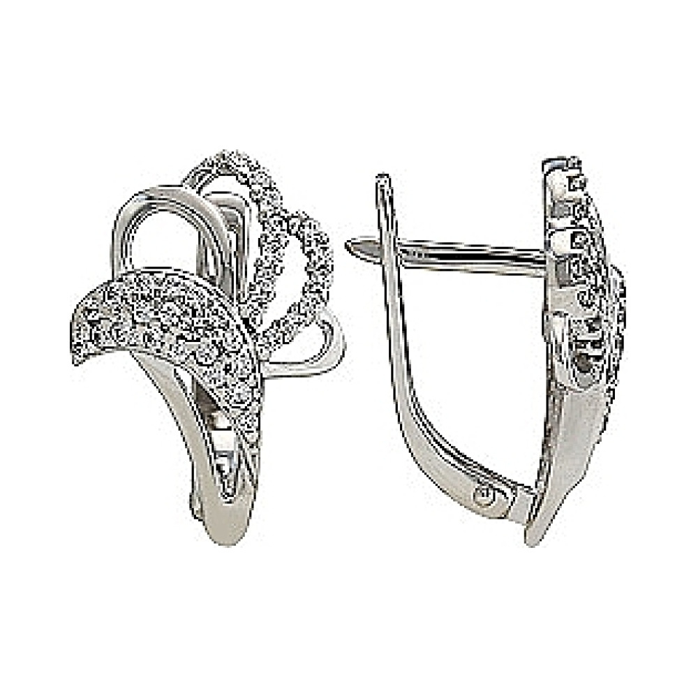 Золотые серьги с фианитом № 76925