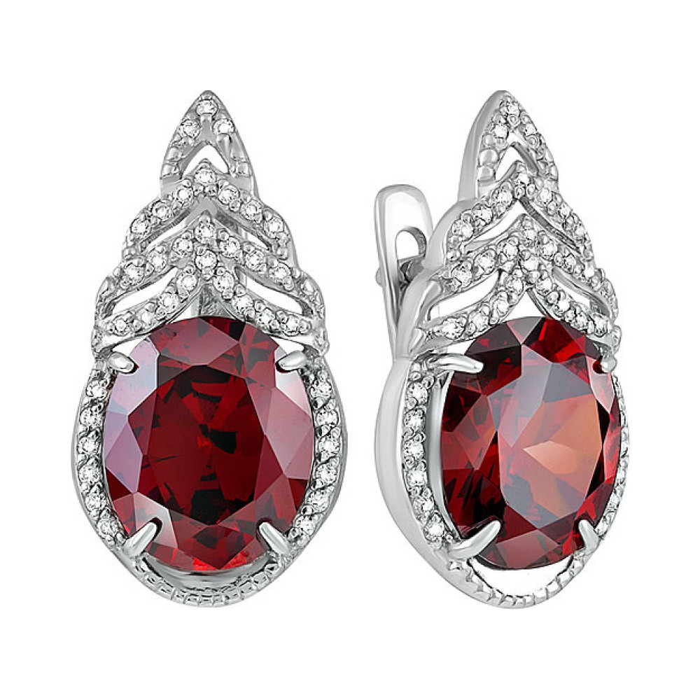 Серебряные серьги с фианитом № 132983