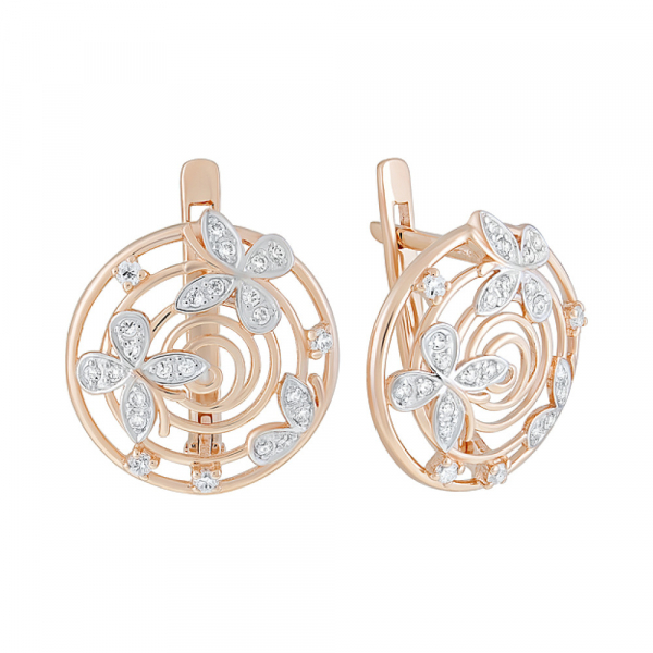 Золотые серьги с фианитами № 126411