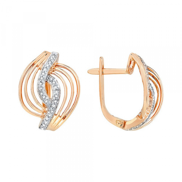 Золотые серьги с бриллиантом № 113691