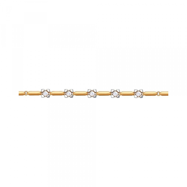 Золотой браслет с кристаллом swarovski № 156561