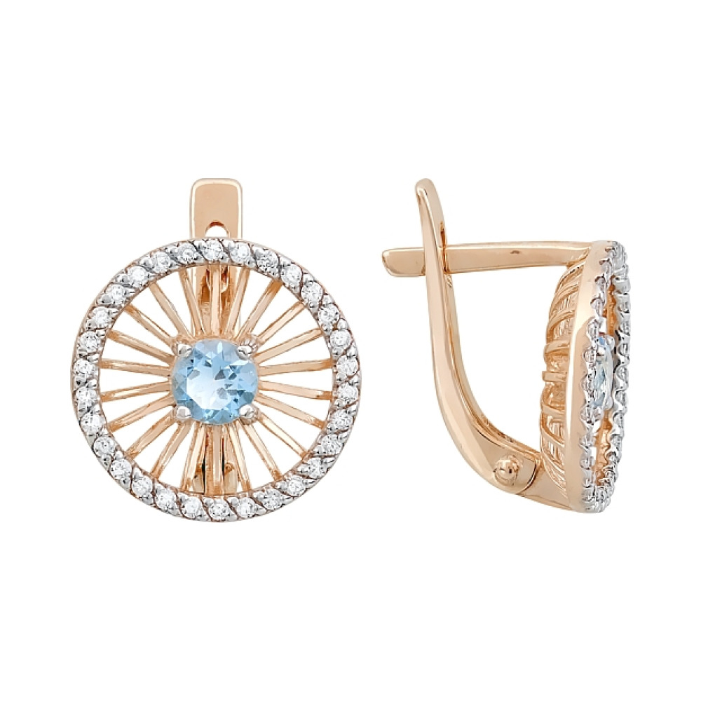 Золотые серьги с топазом и фианитом № 116262