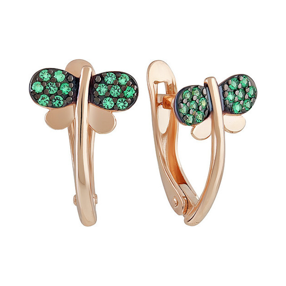 Золотые серьги с фианитом № 137145