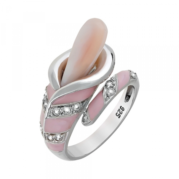 Серебряное кольцо с имитац. жемчуга и фианитом № 33706