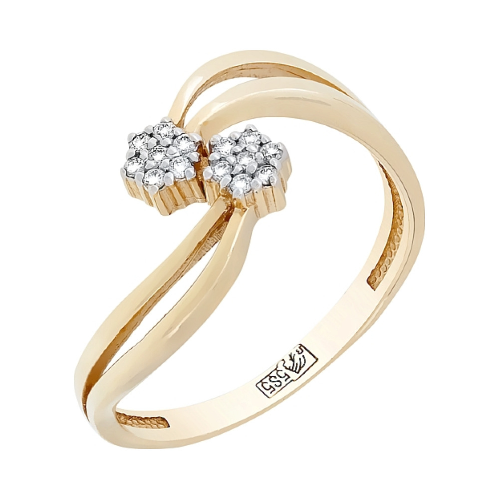 Золотое кольцо с бриллиантом № 77628