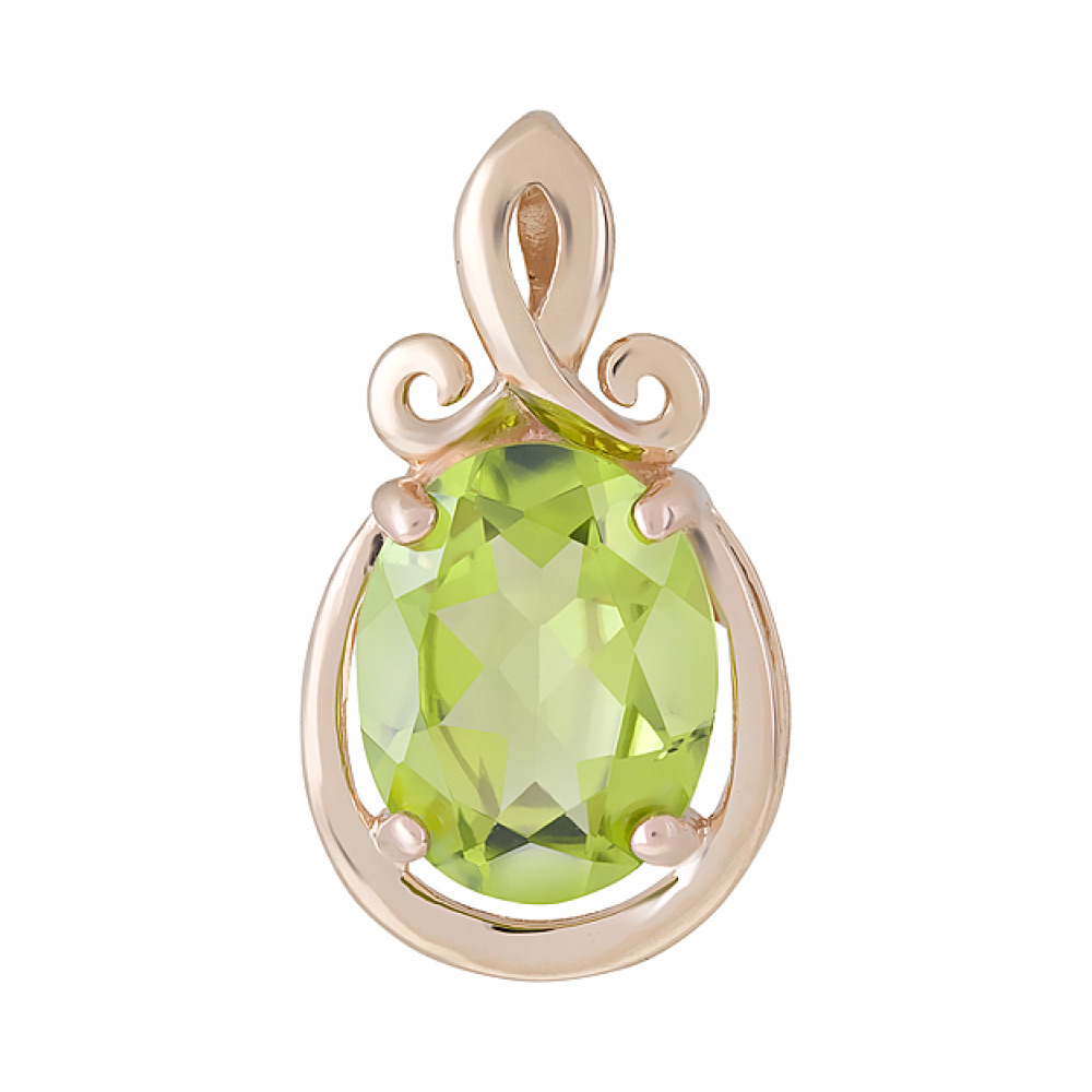 Золотая подвеска с хризолитом № 124570