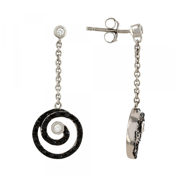 Серебряные серьги с фианитом № 83734