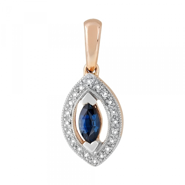 Золотая подвеска с бриллиантом и сапфиром № 107051