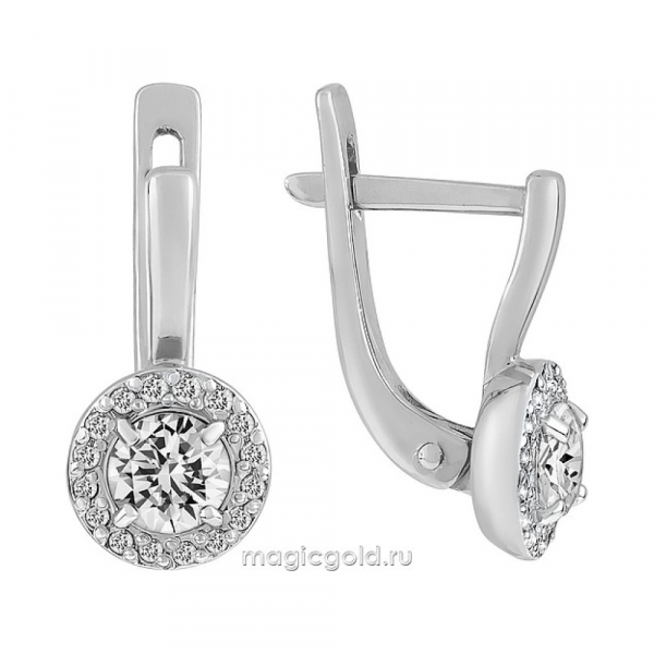 Золотые серьги с бриллиантом № 113281