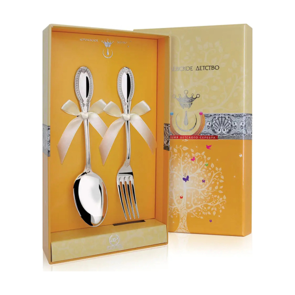 Набор десертный Император: вилка и ложка из серебра 925 пробы