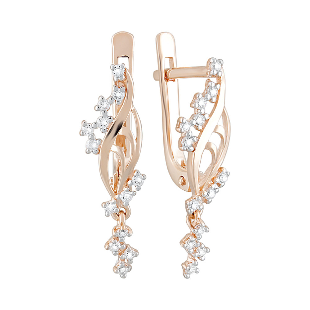 Золотые серьги с фианитами № 124738