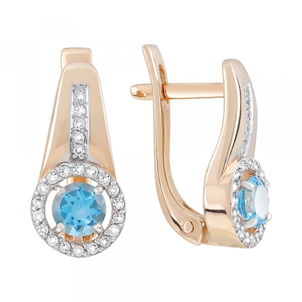 Золотые серьги с топазом и фианитом № 120750