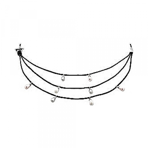 Серебряное колье с синт. жемчугом № 27265