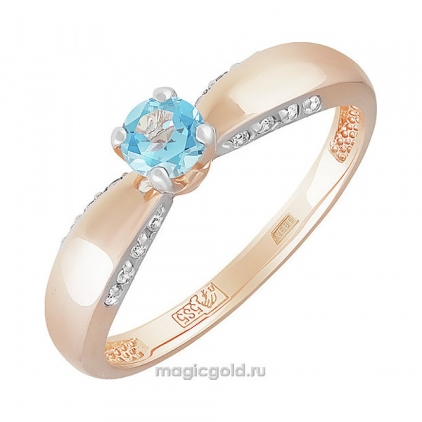 Золотое кольцо с топазом и фианитом № 141014