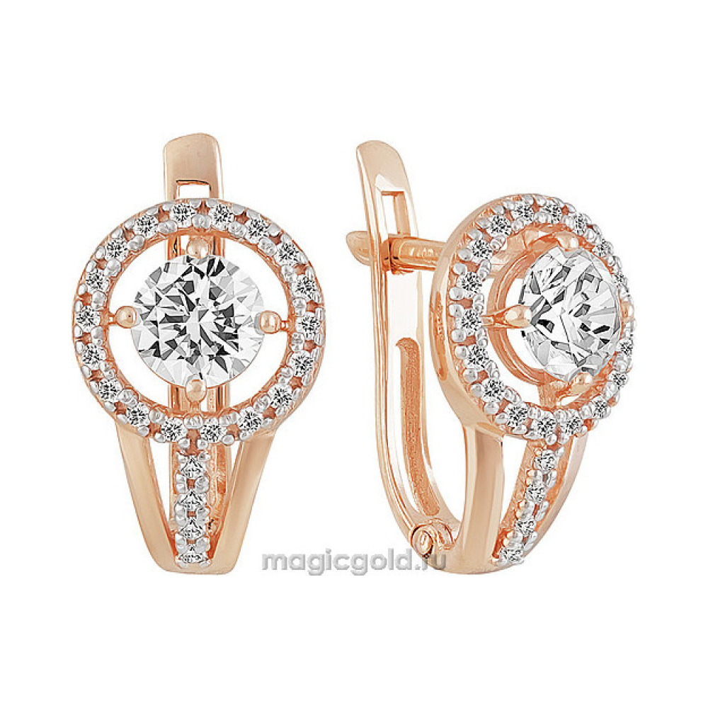 Золотые серьги с фианитом № 160790