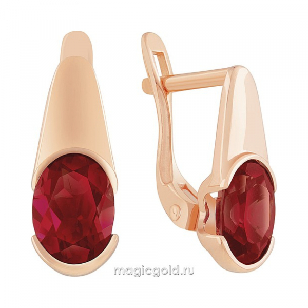 Золотые серьги с гранатом № 170477