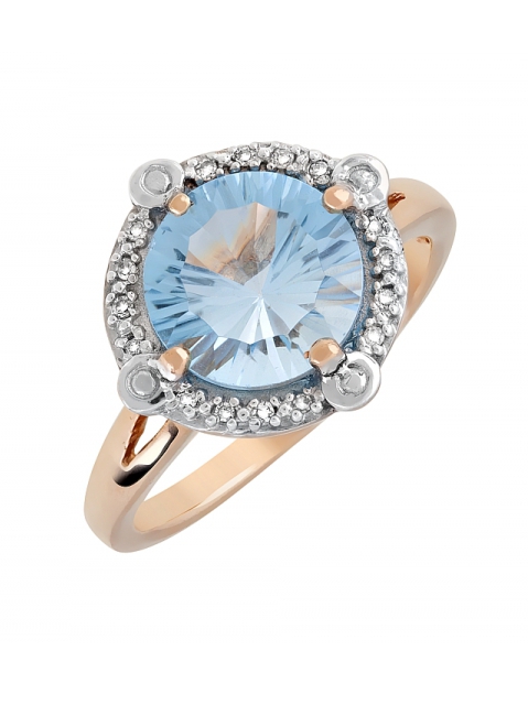 Золотое кольцо с бриллиантом и топазом № 35441