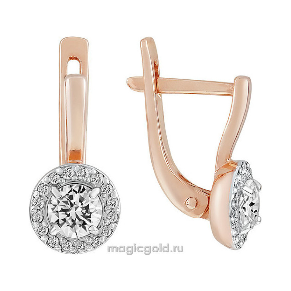 Золотые серьги с бриллиантом № 117659