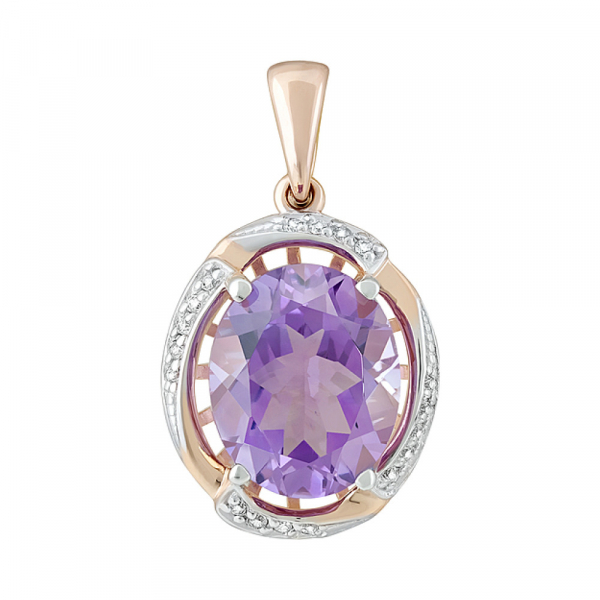 Золотая подвеска с аметистом и фианитом № 126590
