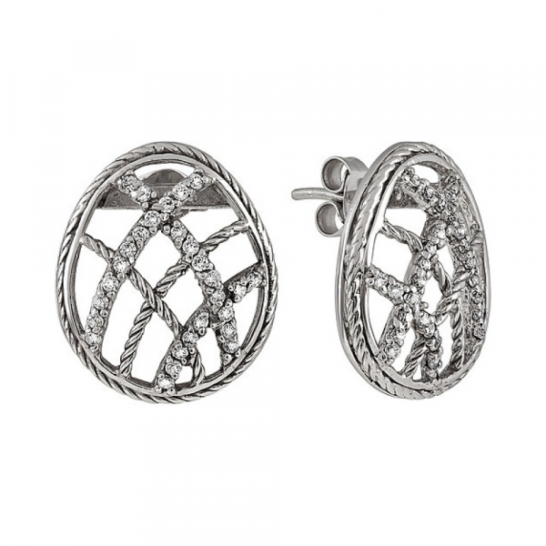 Серебряные серьги с фианитом № 121770