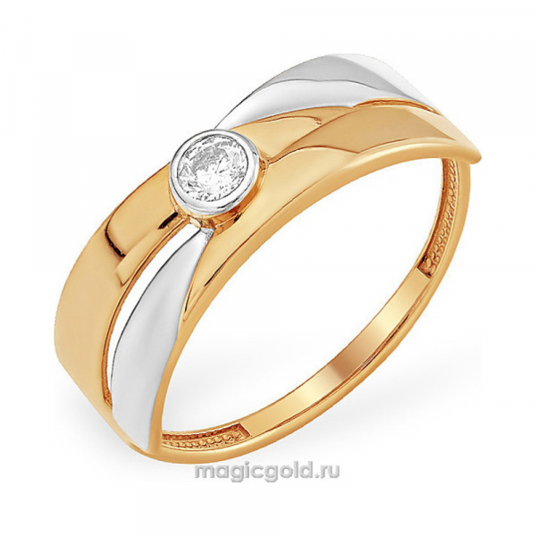 Золотое кольцо с кристаллом swarovski № 140176