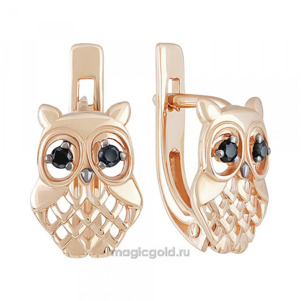 Золотые серьги с фианитом № 140666