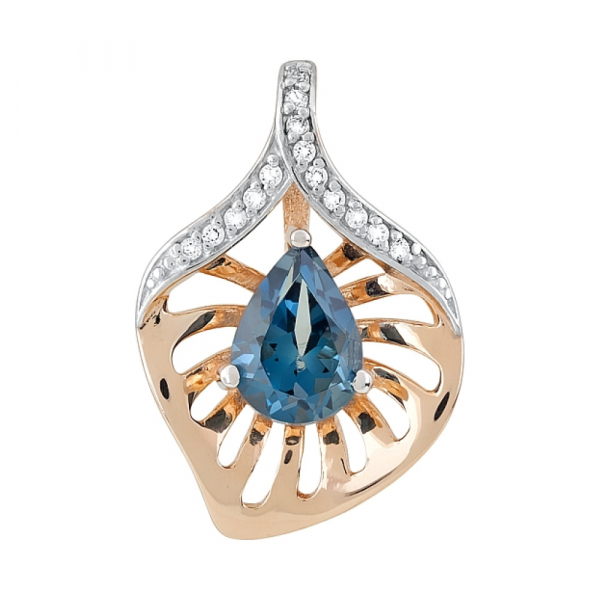 Золотая подвеска с топазом и фианитом № 120062