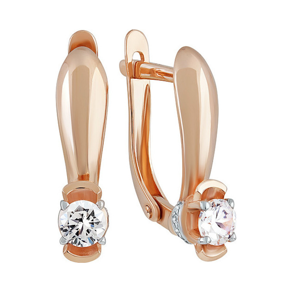 Золотые серьги с фианитом № 137053