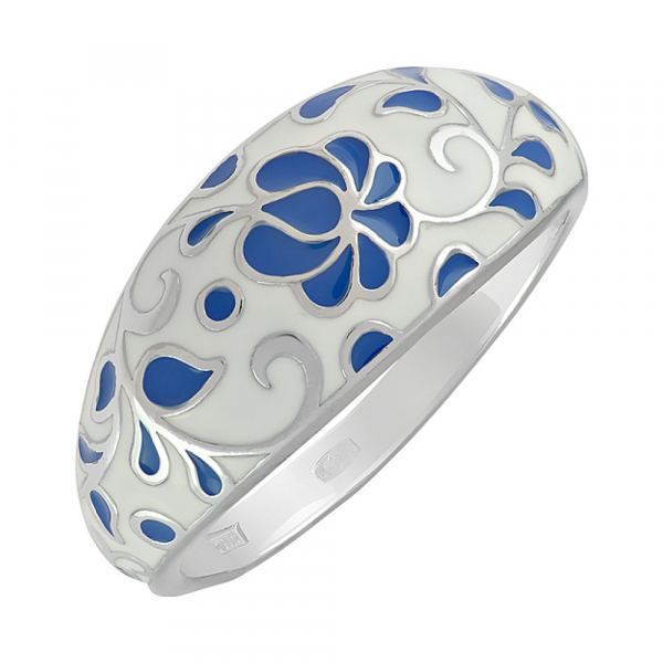 Серебряное кольцо с эмалью № 124405